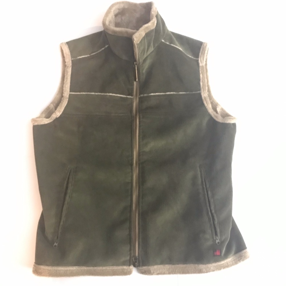 Woolrich Women’s Corduroy Olive Faux Fur Vest